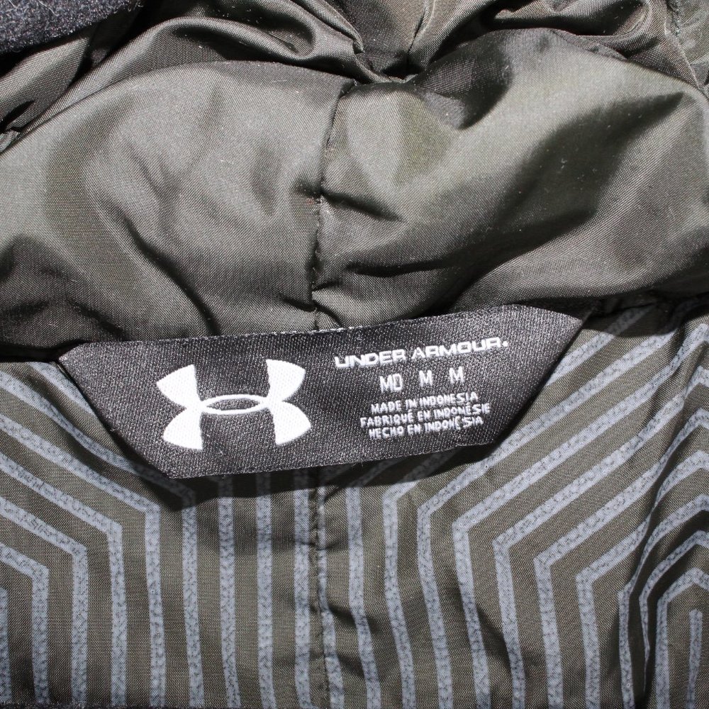 Under Armour Green Polyester Zip ColdGear Hooded Quilted Long Jacket Size M - Picture 4 of 12